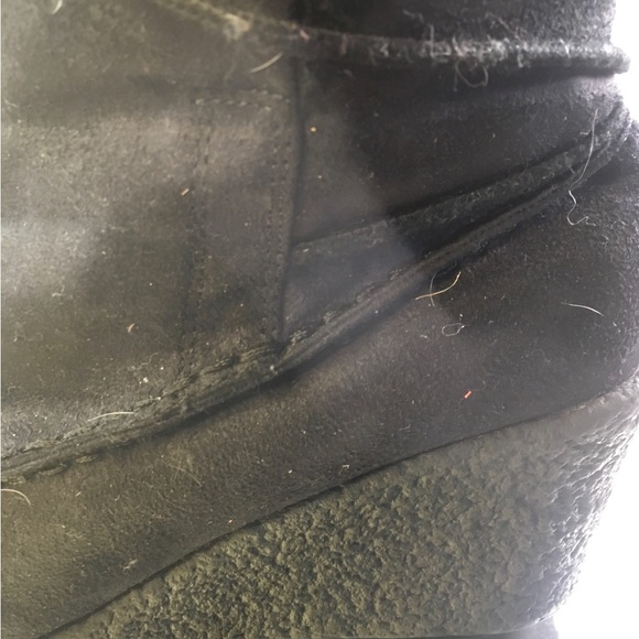 SO So Real Black Leather Fur Lined Lace Up Wedge Boots Womens 8.5 - Picture 5 of 10